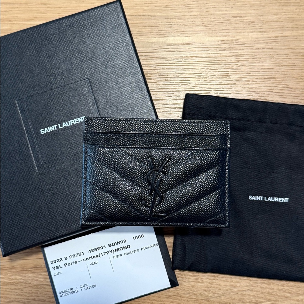 Yves Saint Laurent Quilted Black Card Holder